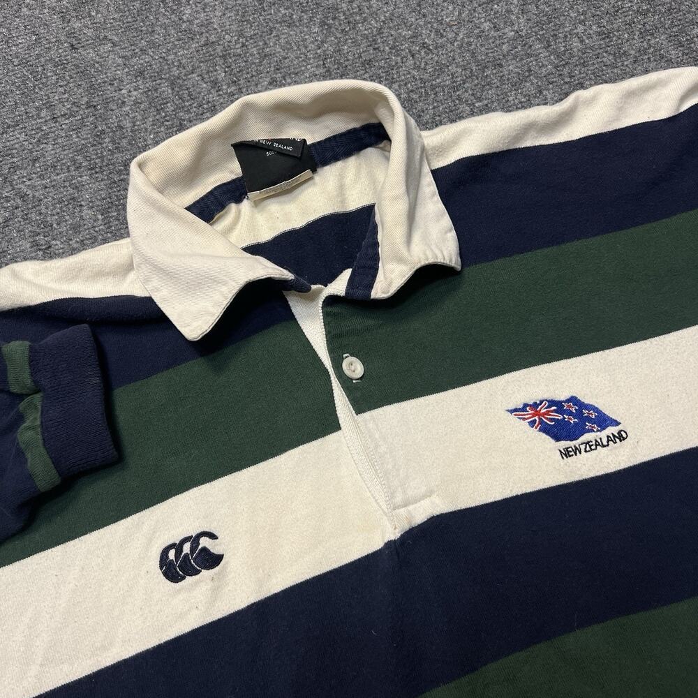 Vintage Canterbury New Zealand Rugby Polo Shirt Mens XL Striped Long Sleeve